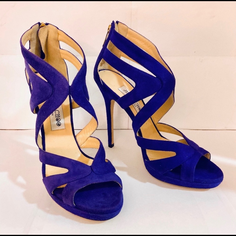 Jimmy Choo COLLAR 120 Violet Suede Sandal 👠